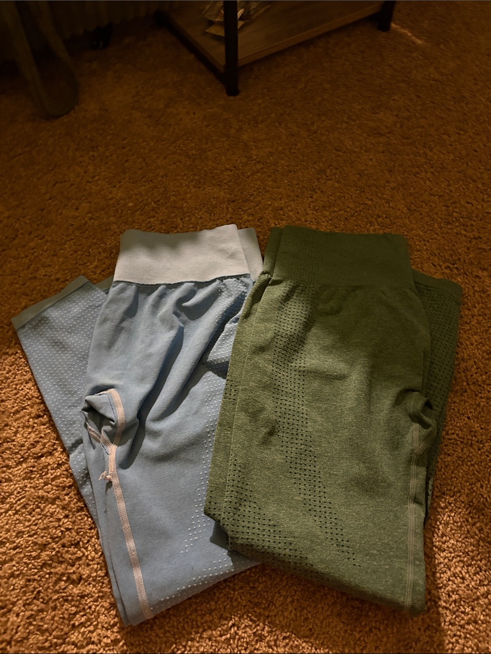 Amazon Women's Seamless Leggings in Light Blue and Olive